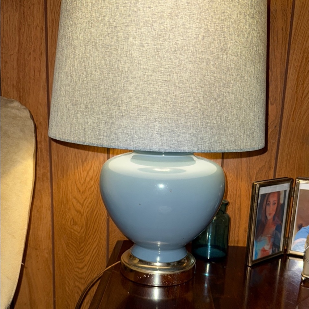 Elegant Blue Table Lamp with Gold Accents